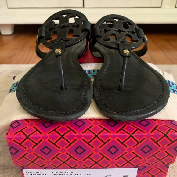 Tory Burch Black Logo Thong Sandals - Picture 3 of 13